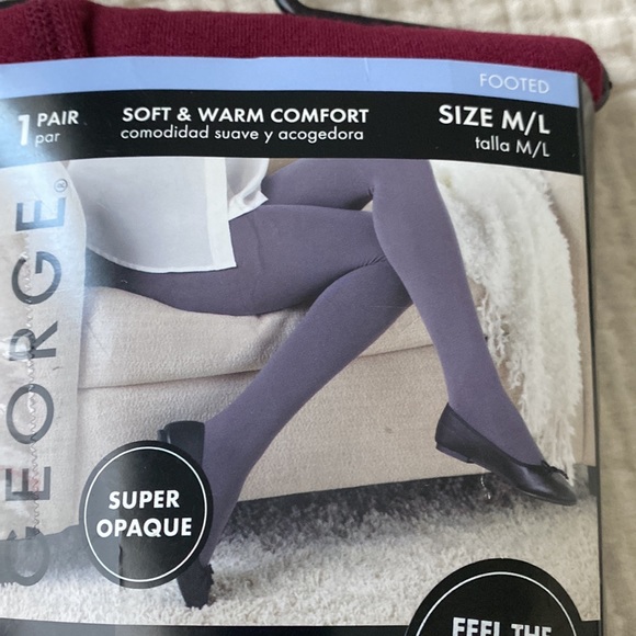 NWT on trend Fleece Footed super opaque burgundy tights size m/l - Picture 2 of 5